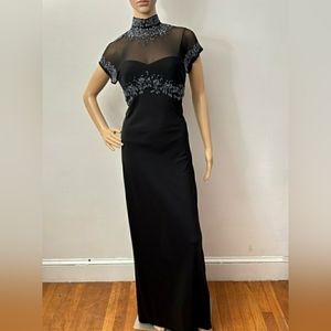 Ste'nay Vintage Sequin/Bejeweled Black Maxi Dress Womens Size 10